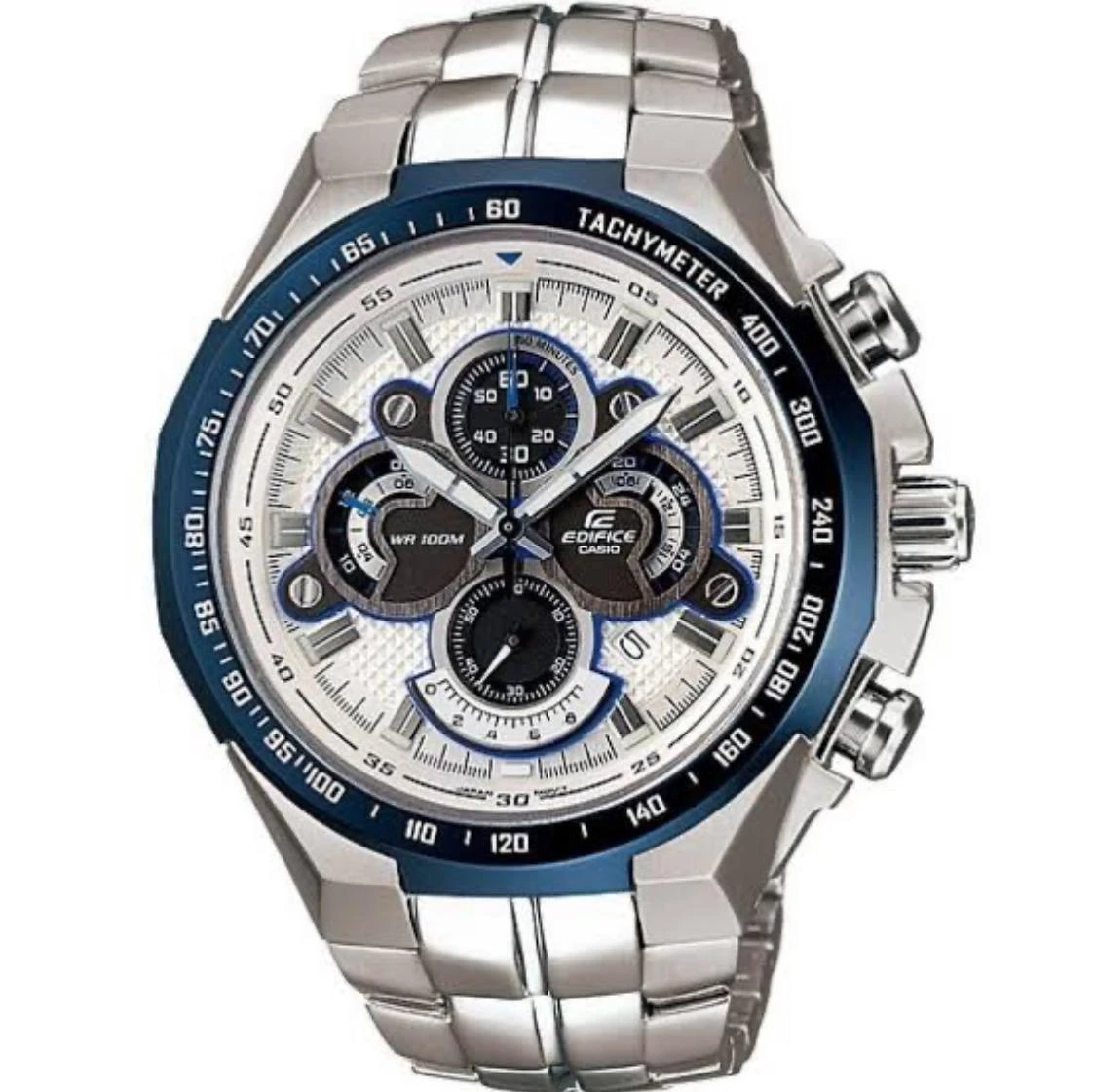 Casio Edifice Analog Watch for Men - Stainless Steel with a Silver Case and a White Dial