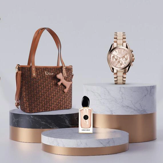 Luxurious Abdel Aziz Street Package - Michael Kors Watch for Women, Dior Bag for Women and the exciting George Armani fragrance