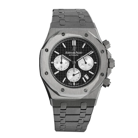 Audemars Piguet Royal Oak Custom Watch - DLC Matte Finish - All Silver Color and Black Dial 3 counters