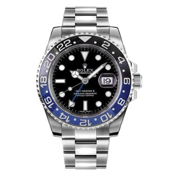 Rolex Batman GMT Watch for Men - Stainless Steel Band - Black × Blue