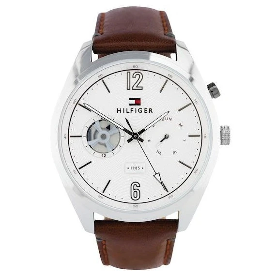 Tommy Hilfiger Men's Black Dial Leather Band Watch - 1791550