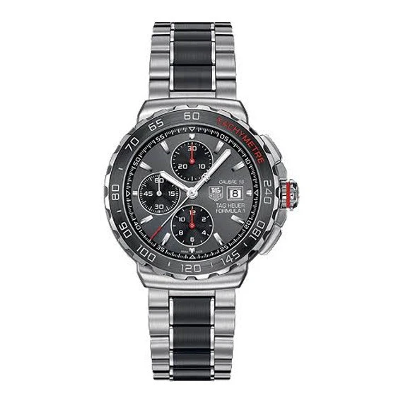 Tag Heuer Carrera Caliper Formula 16 Men's - Day and Date Dial Stainless Steel Band Watch - Silver