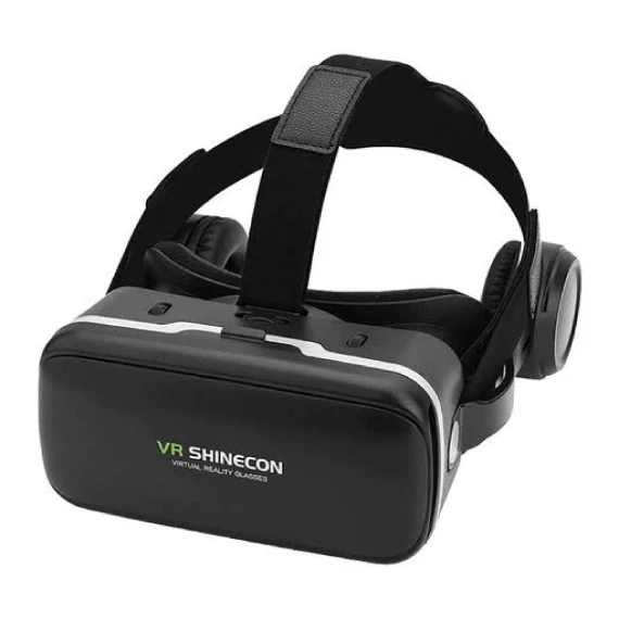 Virtual Reality Glasses with Built-in Headset and Microphone from Shinecon - Black