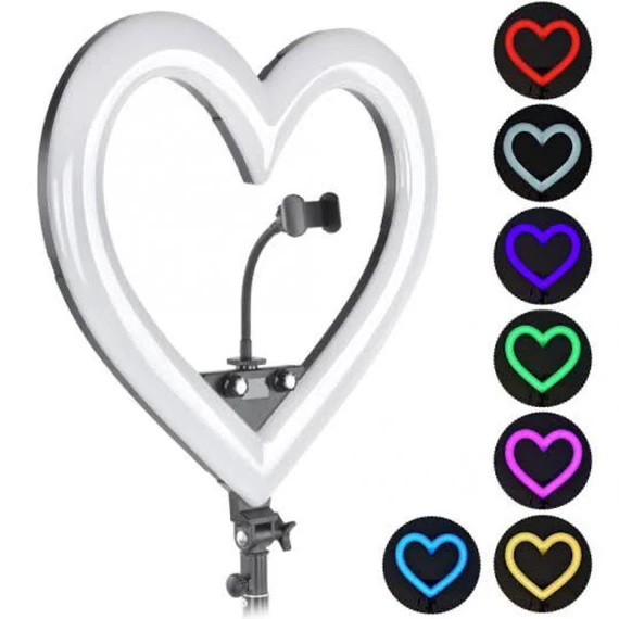 6 Inch Selfie Ring Light with Stand Tripod, Heart Shape LED Selfie Light, USB Dimmable Beauty Desk Light for Cell Phone (Color: 1pc).