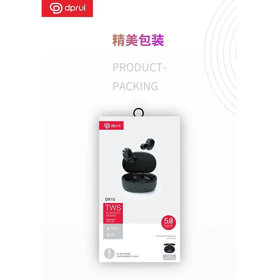 Send From Thailand dprui DR-15 100% Original Wireless Earbuds Bluetooth V5.0 TWS Pleasure True Wireless Earphone