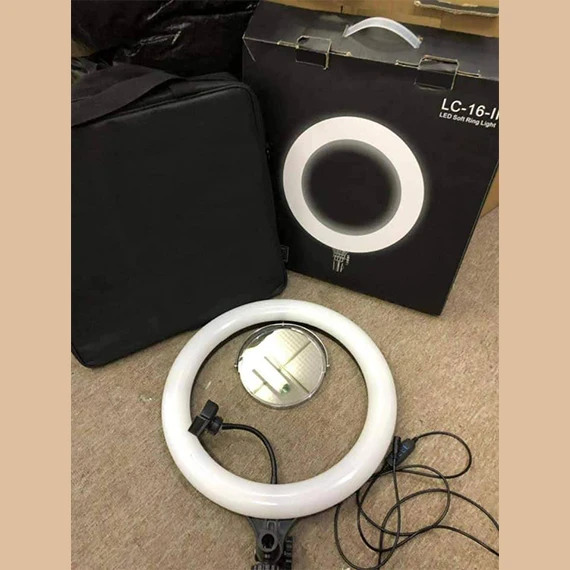 Get LC-16-II Ring 38 Cm LED Light Blogger Lamp With Phone Clip And Mirror Selfie Set With Tripod From DealatCity Store