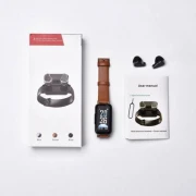 T89 tws Smartwatch TWS Bluetooth Headphone Fitness Bracelet مراقب معدل ضربات القلب مقاوم للماء - بني