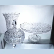 Glass Vase with Bonbonneira Crystal Oasis from Abdel Aziz Street, 3 Pieces - Transparent