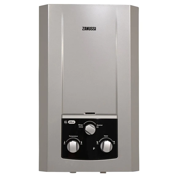Zanussi Digital Gas Water Heater, 10 Liters, Silver - ZNGWDG10FLSL