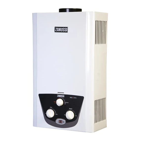 Zanussi 6 liter digital gas water heater with chimney white - ZYG06113WL