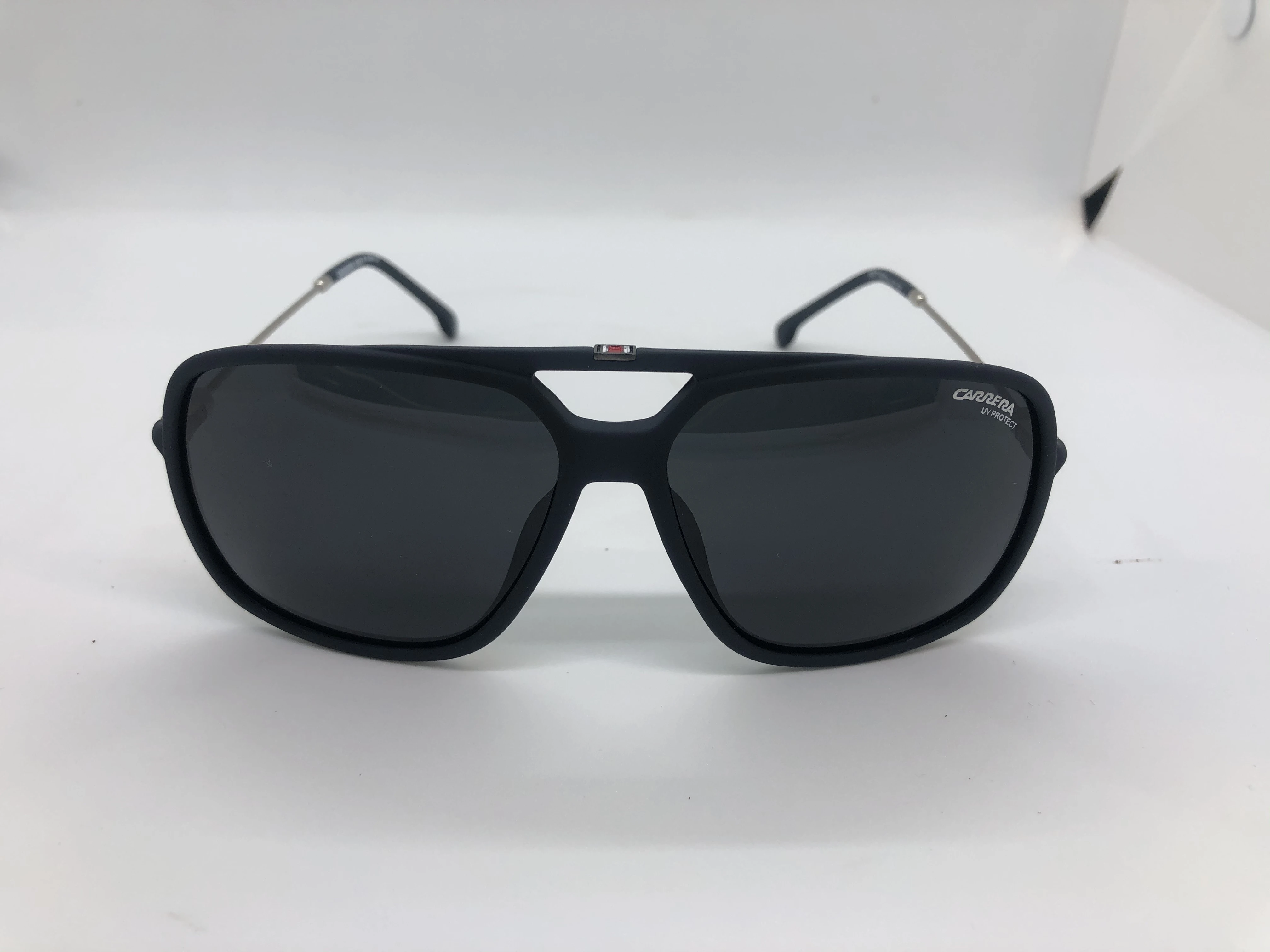 Sunglasses - black from Carrera - with a petroleum polycarbonate frame - black lenses - and silver metal arms - for men