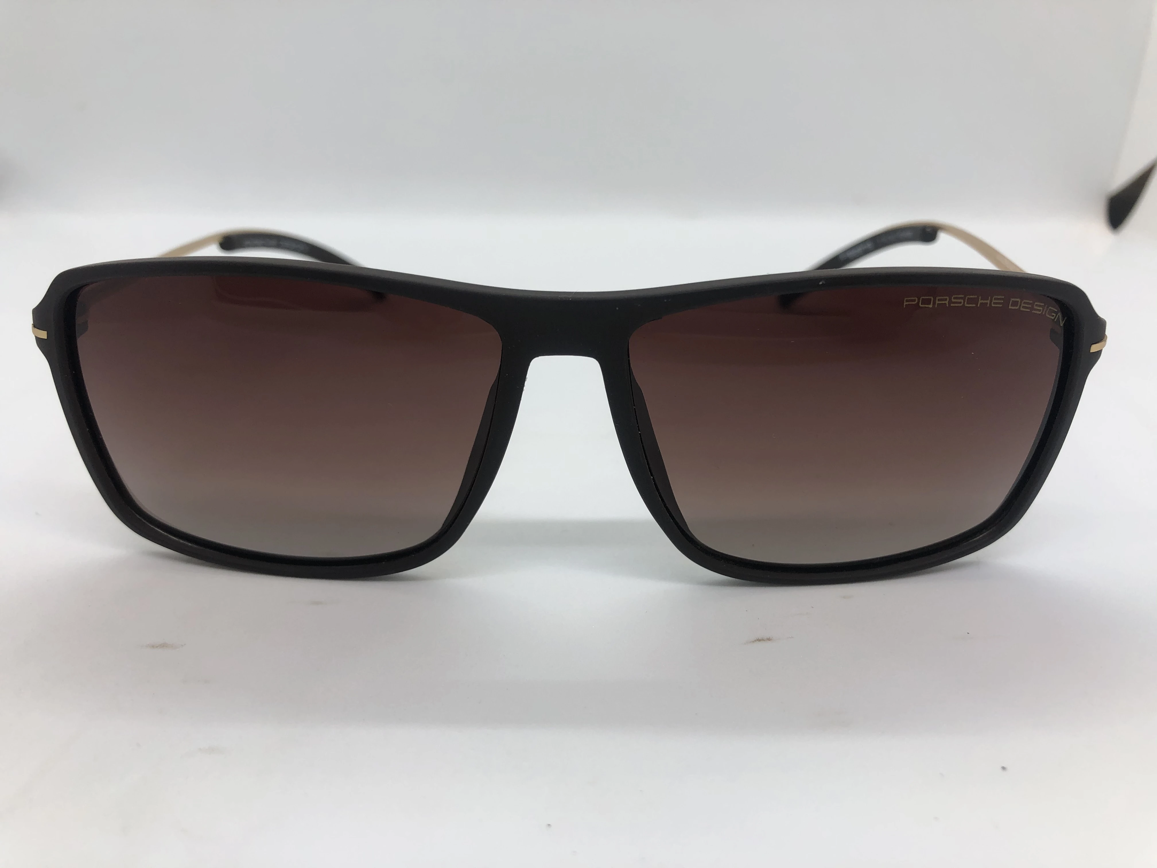 Sunglasses - Porsche Design - Dark Brown Polycarbonate Frame - Hazel Lenses - Gold Metal * Dark Brown - For Men