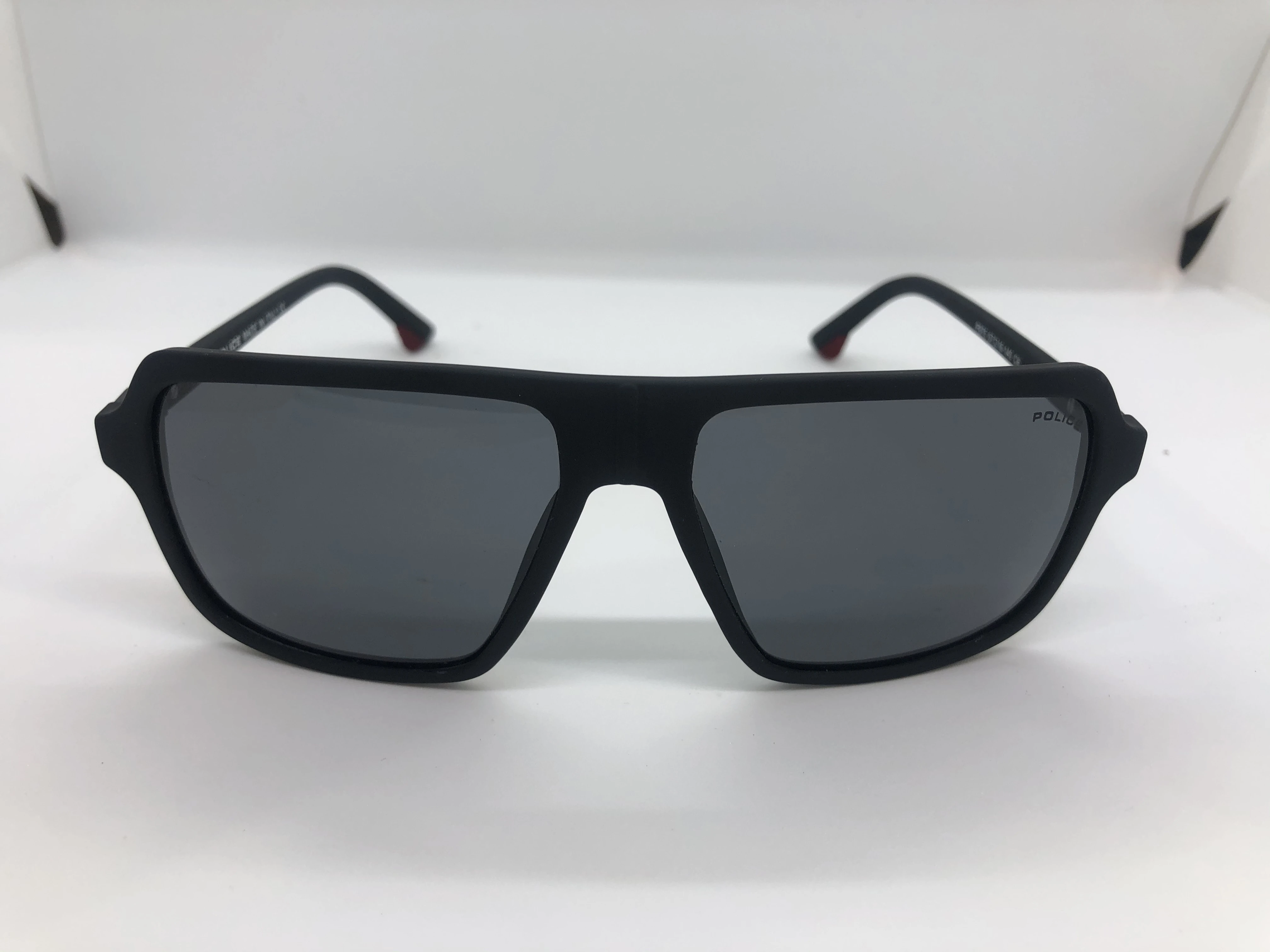 Police sunglasses - black - with black polycarbonate frame - black lenses - and black polycarbonate arm - for men