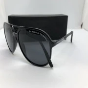 نظارة شمسية - من تصميم بورش - بإطاراسود  بولي كاربونات - وعدسات سوداء - وزراع اسود معدن - للرجال