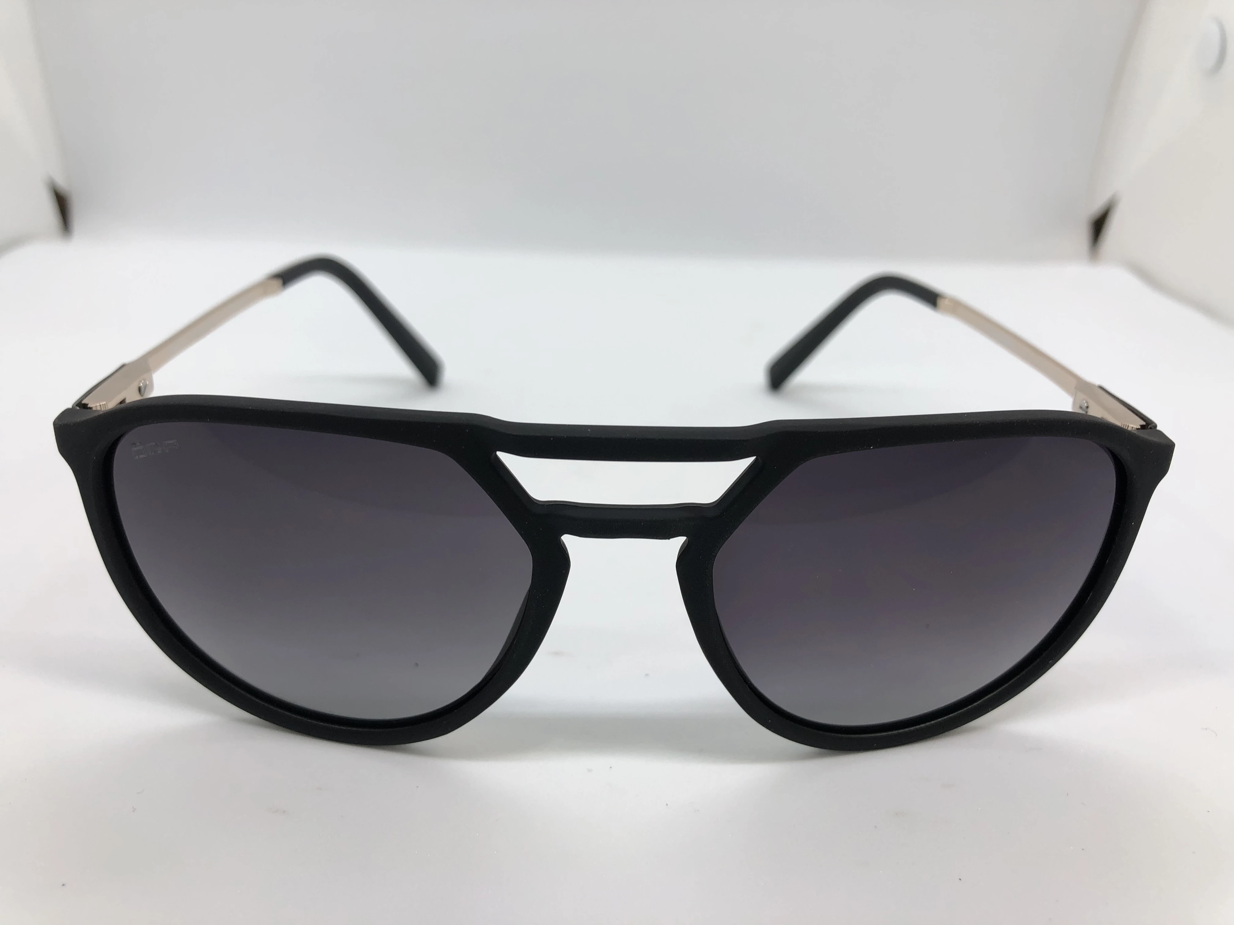 Sunglasses - from OGA - with black polycarbonate frame - black gradient lenses - and golden metal arm - for men