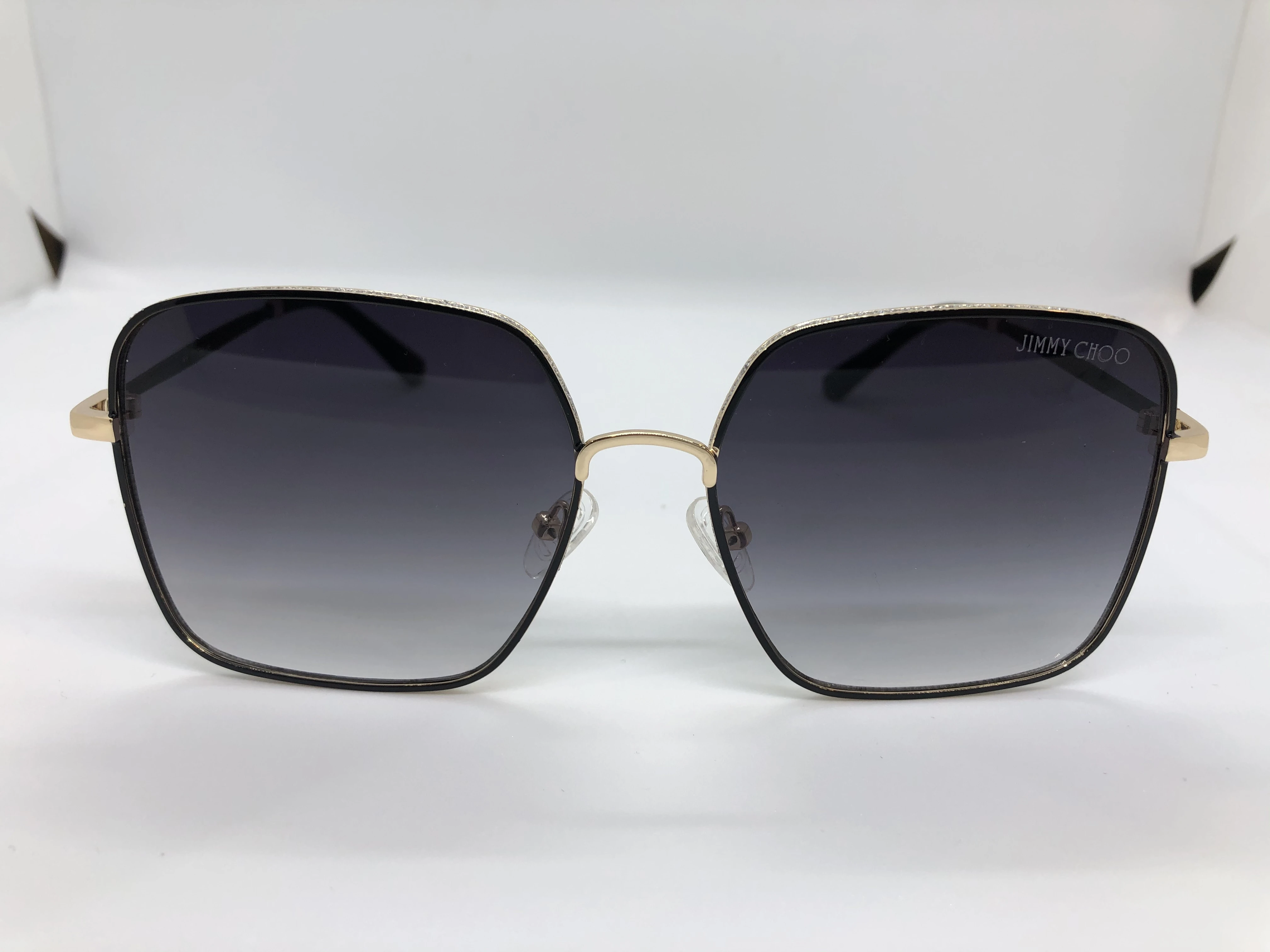 Sunglasses - Jimmy Choo - with a golden metal frame - black gradient lenses - golden metal and black polycarbonate arm - for women