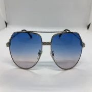 نظارة شمسية كارتير- باطارمعدن فضي - وعدسات ملونة زرقاء متدرجة - وزراع فضي معدن - حريمي