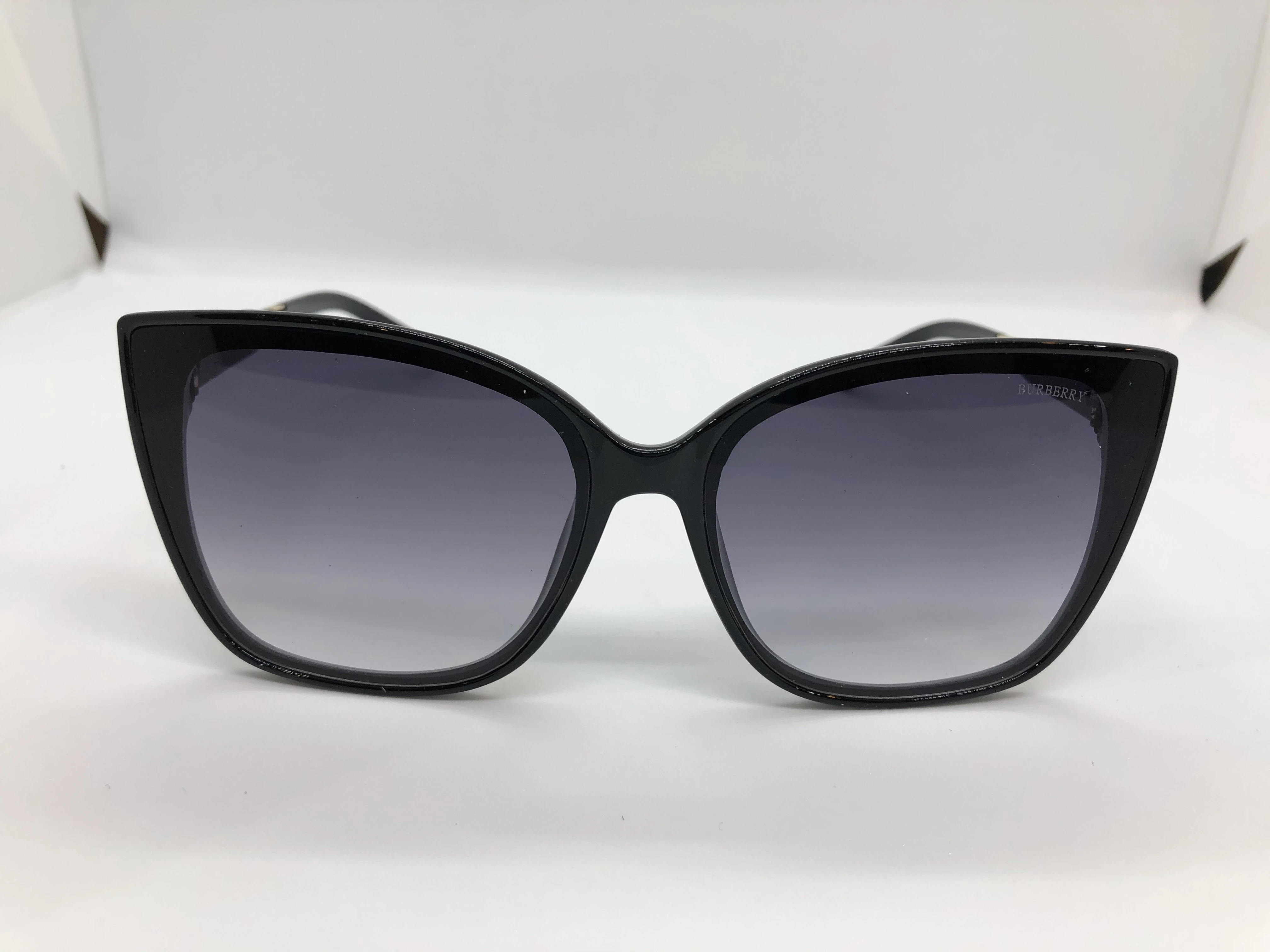 Burberry sunglasses - black polycarbonate frame - black gradient lenses - Burberry black polycarbonate arm - for women