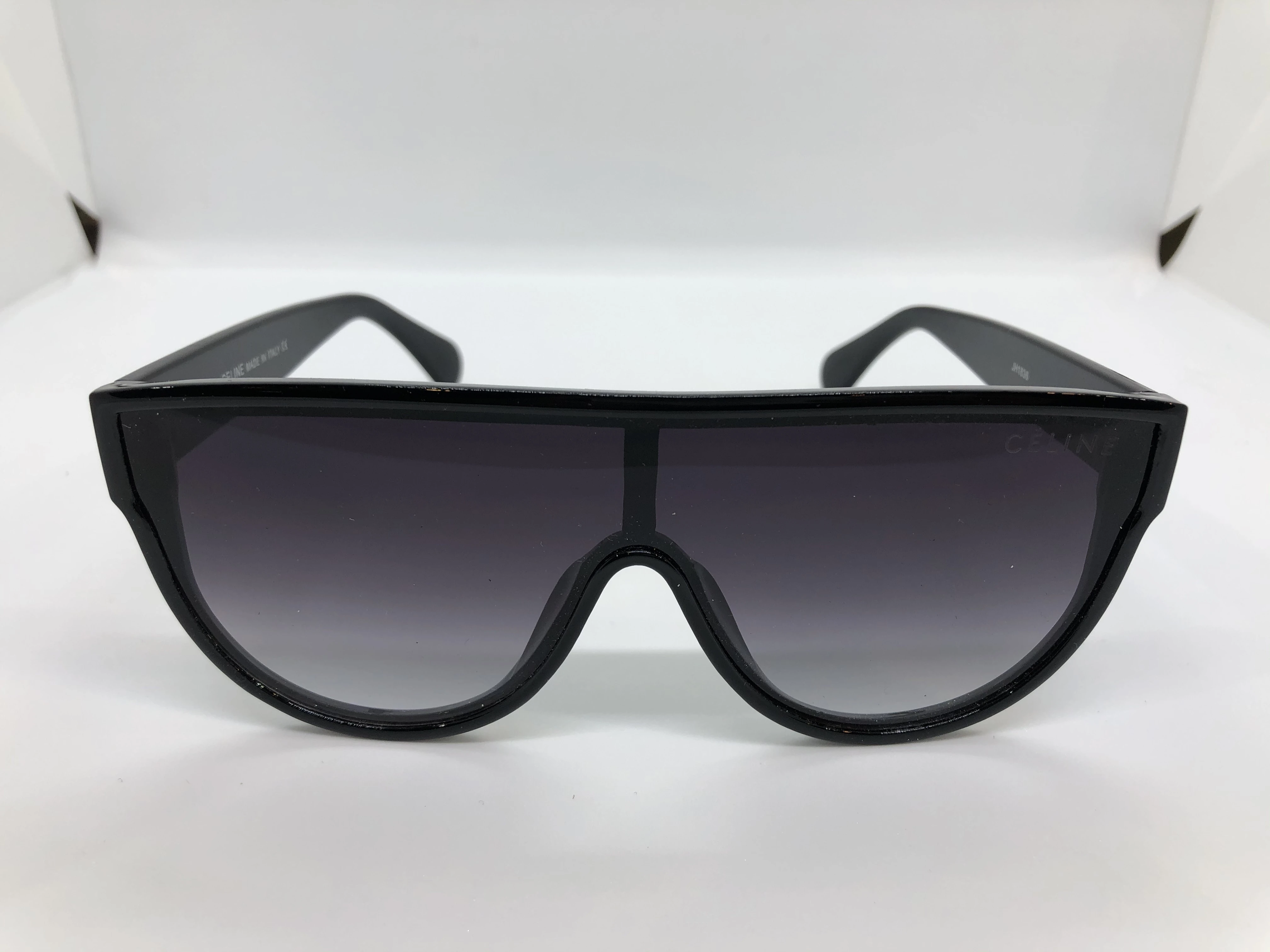 Celine sunglasses - black polycarbonate frame - black gradient lenses - black polycarbonate arm - white logo - for women