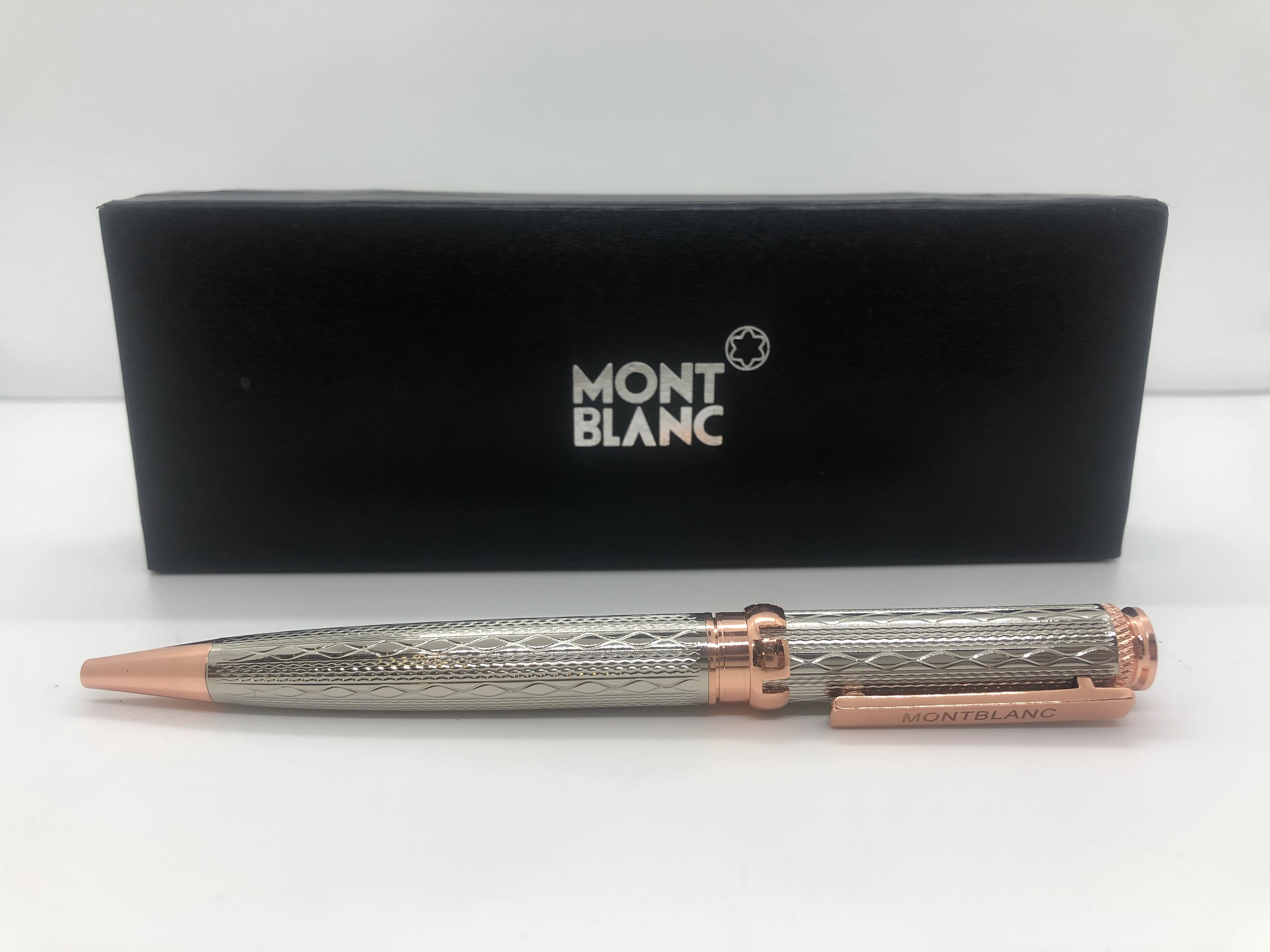 Mont Blanc Pen Silver * Rosegold - with engraved finishes - with the brand's logo clip