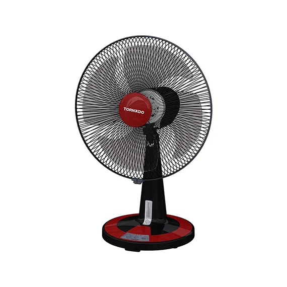 Tornado desk fan 16 inch with 4 plastic blades and 3 speeds in black x red color tdf16d