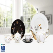 Goldy Tri-tea set 24 pieces multi color - decorative