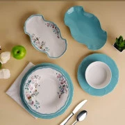 Multi-colored dinner set - decorated