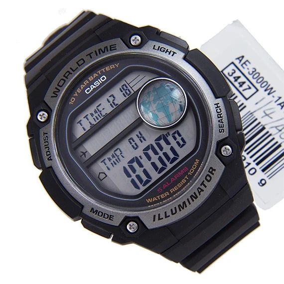 Casio Standard Men AE-3000W-1A AE3000W-1A Digital Sport Watch Black Resin Band watch for man . jam tangan lelaki . men watch . watch for men . casio watch for men . casio watch