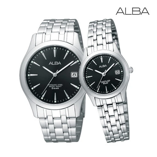 ALBA Men's Hand Watch Standard Stainless Steel Band, Black Dial AXHK97X1