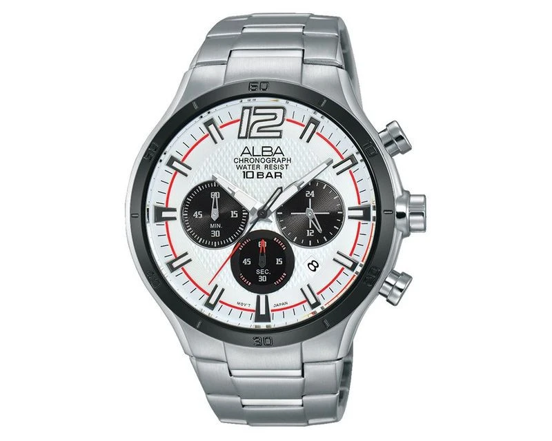 ALBA Men's Hand Watch Active Stainless Steel Band, Light Silver Dial AT3919X1