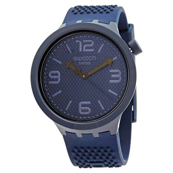 Swatch SO27N100 Round Analog Contrast Dotted Silicone Band Watch for Men - Blue
