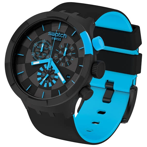 Swatch Silicone Quartz Band, Black, 20 Casual Watch (Model: SB02B401)