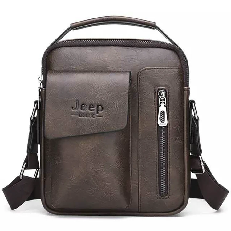 Leather Jeep Crossbody Bags, Hand Carry Bags, Dark Brown