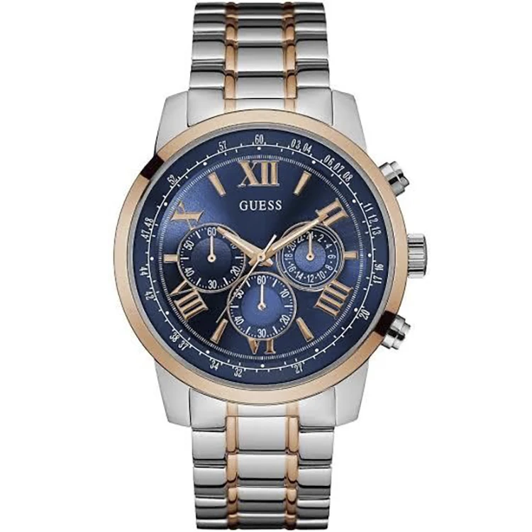 Guess Men's Blue Dial Stainless Steel Band Watch - GUE_W0379G7
