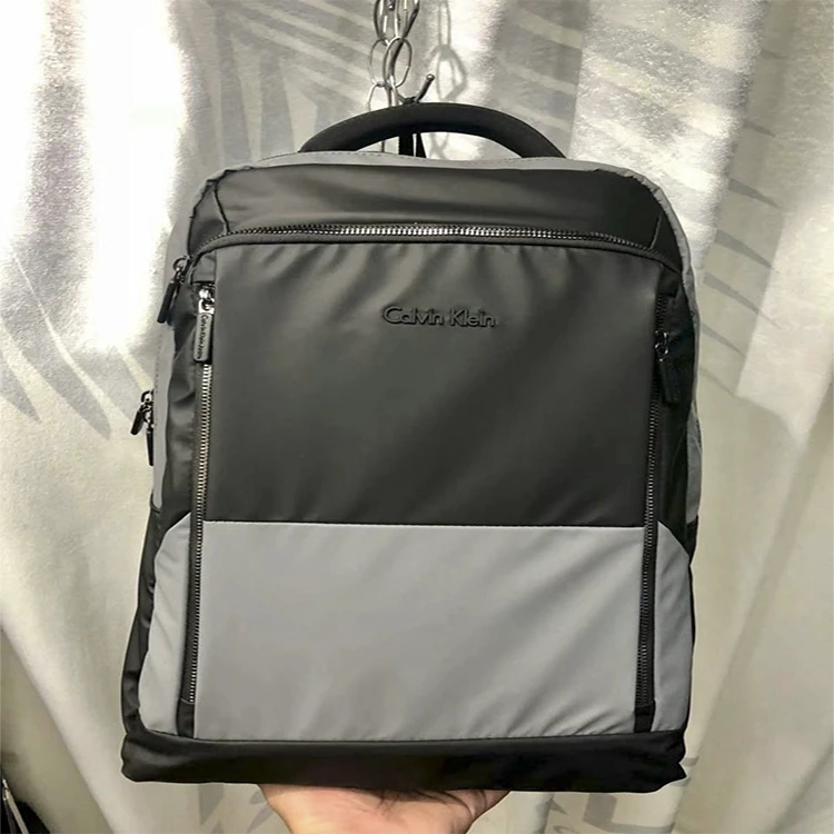 Calvin Klein Waterproof Backpack - For Men - Light Gray x Black