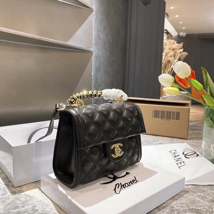 Chanel Women's Bag - Mirror Original - With Handle And Shoulder Strap - Black