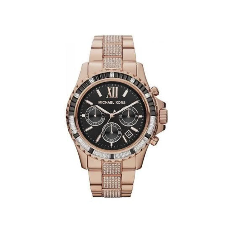 Michael Kors Everest For Women Black Dial Stainless Steel Band Chronograph Watch - MK5875