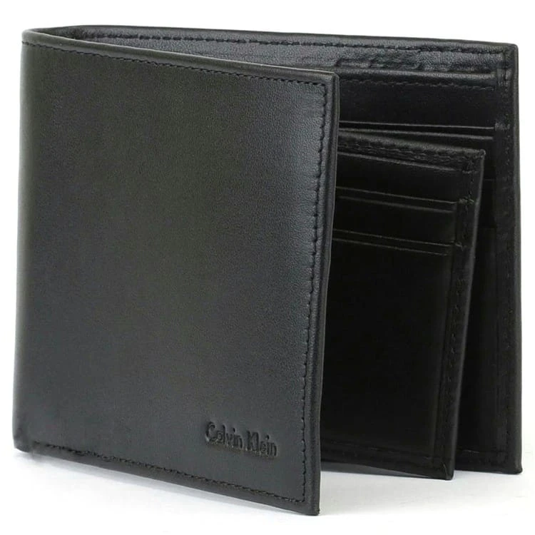 محفظة ثنائية الطي للرجال من كالفن كلاين - مع شعار العلامة التجارية
