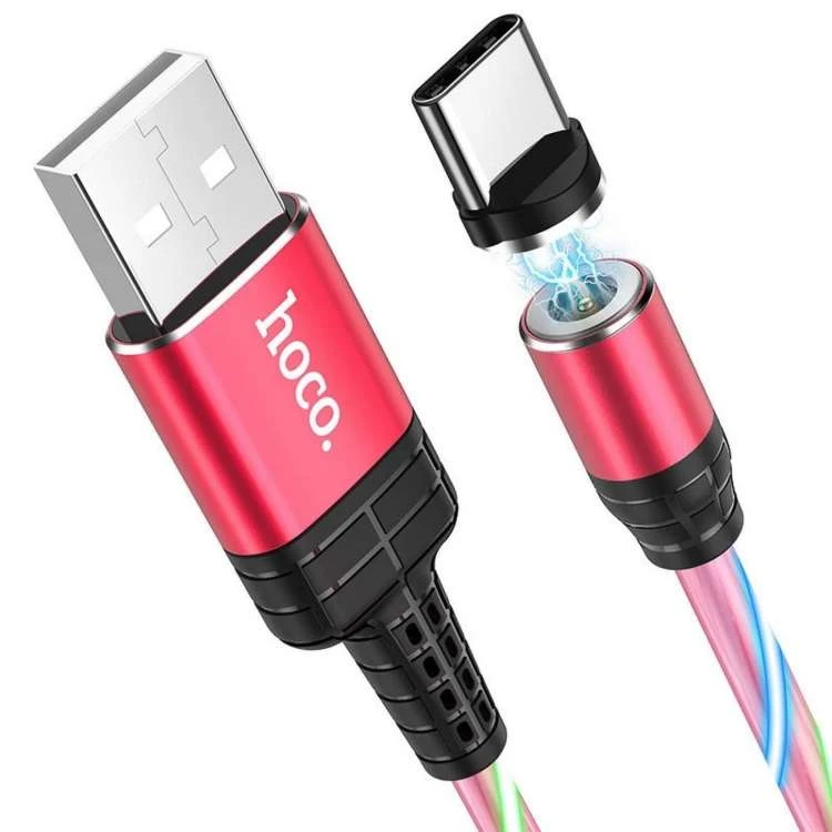 HOCO cable USB - Type C 2A magnetic Ingenious U90 red