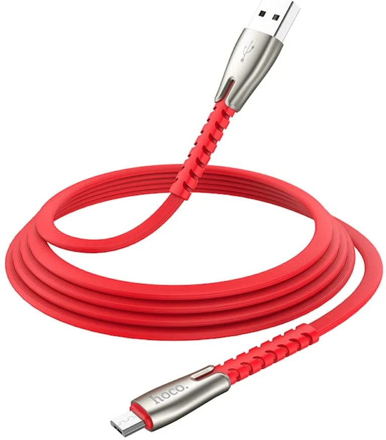 Hoco U58 Micro USB Charger Cable for Samsung, Huawei, Oppo, Xiaomi - Red