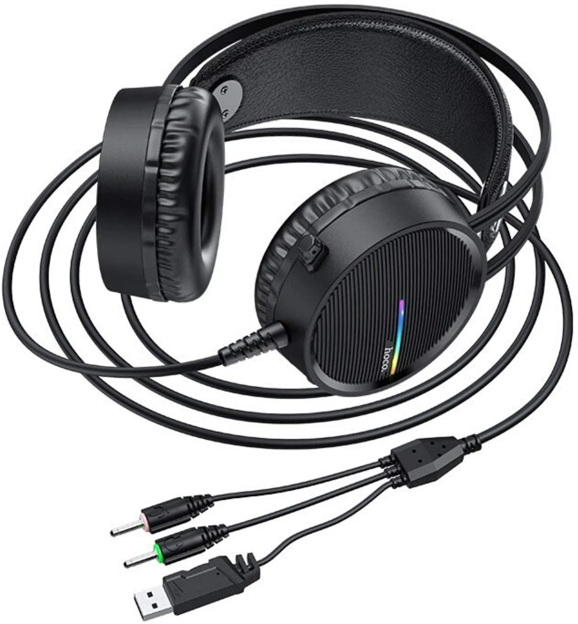 Hoco W100 Wired Headphone With Omnidirectional Microphone - Black Color