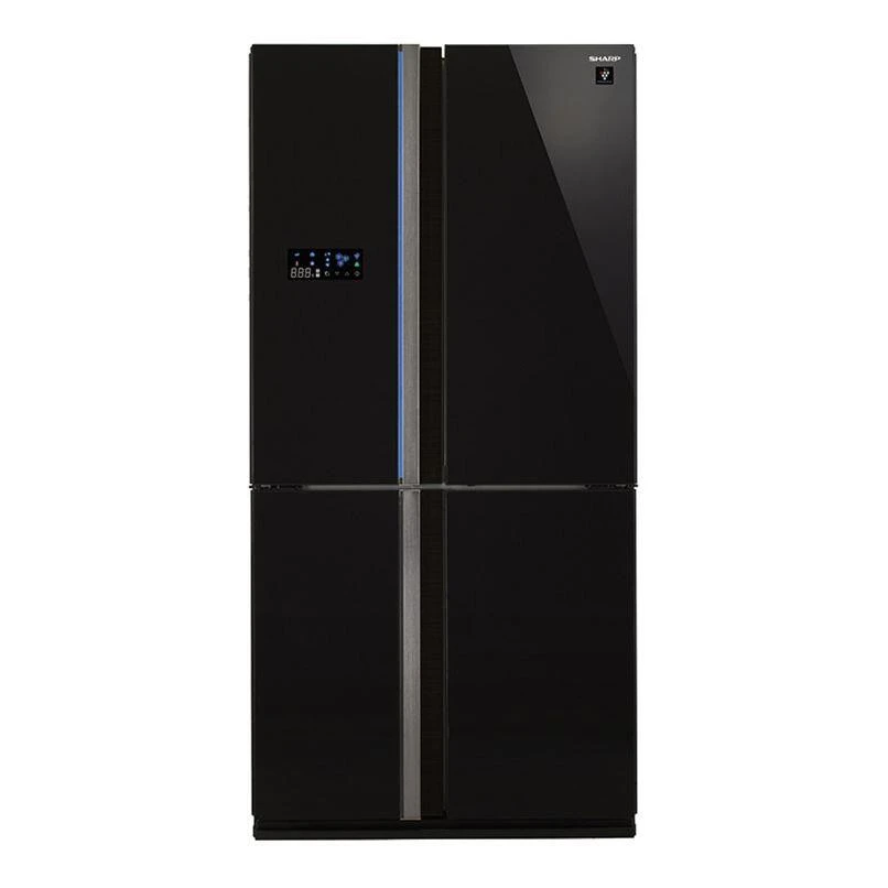 Sharp Freestanding Digital Refrigerator, No Frost, 600 Liters, 4 Glass Doors, Bit Black, With Plasma Cluster Technology SJ-FS85V-BK