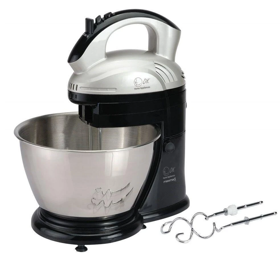 Black and White Stand Mixer, 280 Watt, Stainless Steel - H-2500 - Mixers & Stand Mixers