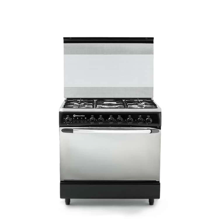White Point Gas Cooker 80*60 5 Burners Full Safety - Black Color and Stainless Surface WPGC8060BXTFSA